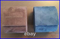 Louis Vuitton Brown Navy Travel Watch Case Storage Box Authentic Suede