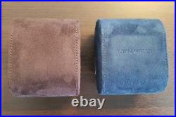 Louis Vuitton Brown Navy Travel Watch Case Storage Box Authentic Suede
