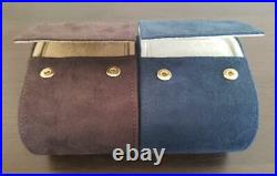 Louis Vuitton Brown Navy Travel Watch Case Storage Box Authentic Suede