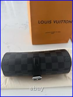Louis Vuitton Damier Graphite 3 Watch Case N41137 Retails $1,220
