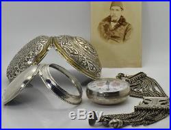 MUSEUM silver Triple case Verge Fusee watch&chain by Isaac Rogers. Ottoman c1770