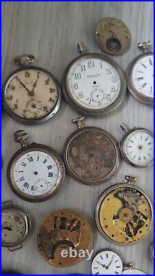 Mega Lot Of Pocket Watches Movements And Cases BEST OFFER