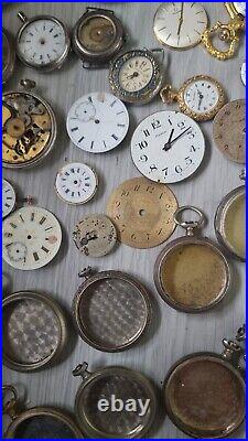 Mega Lot Of Pocket Watches Movements And Cases BEST OFFER