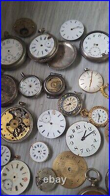 Mega Lot Of Pocket Watches Movements And Cases BEST OFFER