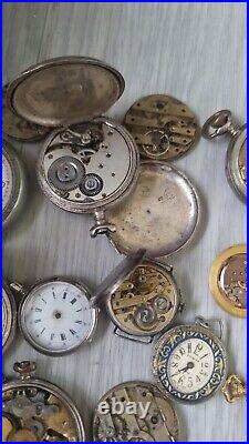 Mega Lot Of Pocket Watches Movements And Cases BEST OFFER