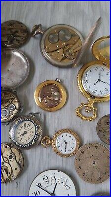 Mega Lot Of Pocket Watches Movements And Cases BEST OFFER