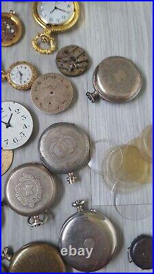 Mega Lot Of Pocket Watches Movements And Cases BEST OFFER