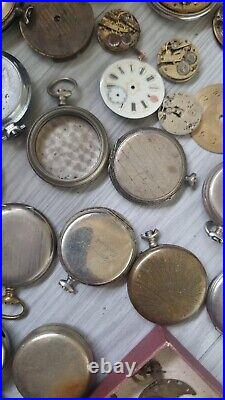 Mega Lot Of Pocket Watches Movements And Cases BEST OFFER