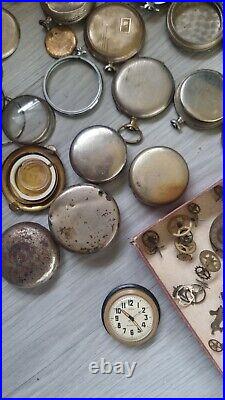 Mega Lot Of Pocket Watches Movements And Cases BEST OFFER