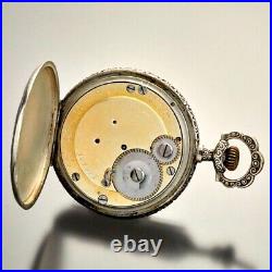 Mobilus Tourbillon Pocket Watch with Superb Floral Embossed 16-Size Silver Case