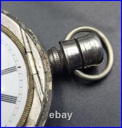 Model 1877 American Waltham Sterling Pocket Watch In Waltham 1878 Silver Case