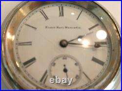 Monster Elgin Pocket Watch in Alaska Metal Case-60.2 MM Serviced 7 Jewel
