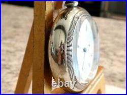 Monster Hampden Pocket Watch in Alaska Silver Case-61.5 MM Serviced 15 Jewel
