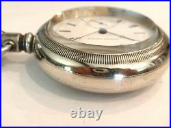 Monster Hampden Pocket Watch in Alaska Silver Case-61.5 MM Serviced 15 Jewel