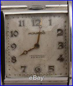 Movado Ermeto Chronometre Pocket watch Silver Case 46 mm. X 32 mm. Aside