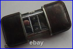 Movado Ermeto pocket watch leather & steel case original black dial load manual