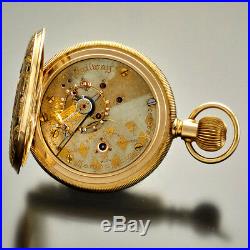 Multicolor Gold Fancy Dial Hampden Pocket Watch 18 Size Hunter Case 23 Jewel