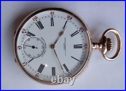 NEAR MINT PATEK PHILIPPE GONDOLO POCKET WATCH RARE 24h RED DIAL 56mm GOLD CASE