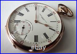 NEAR MINT PATEK PHILIPPE GONDOLO POCKET WATCH RARE 24h RED DIAL 56mm GOLD CASE