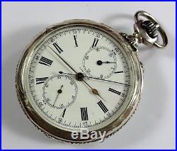 NICE LONGINES CHRONOGRAPH POCKET WATCH WithCARVED CASE! CAL 19.75