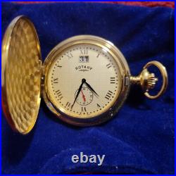 New Rare ROTARY Pocket Watch with Chain with Day of Month Never Worn or Carried