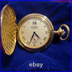 New Rare ROTARY Pocket Watch with Chain with Day of Month Never Worn or Carried