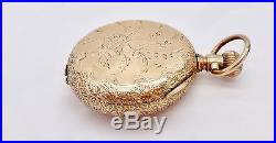 Old Illinois 140 6s 14k Solid Gold Butterfly Hunter Case Pocket Watch, Lever, Runs