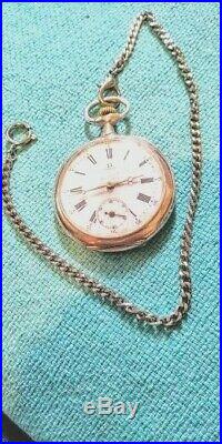 OMEGA, antique pocket watch, sterling silver case, 2 back covers, working