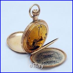 Old Antique Running Waltham 6s Pocket Watch 20yr Cresent Double Hunter Case
