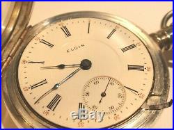 Old Elgin Pocket Watch in Heavy Coin silver Case -17 Jewel Runs Good -Serviced
