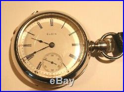 Old Elgin Pocket Watch in Heavy Coin silver Case -17 Jewel Runs Good -Serviced