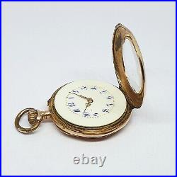 Old Savonette Pocket Watch on 18kt Gold WORKING Has a Case 1053