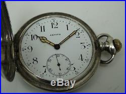 Old Zenith Silver Hunter Pocket Watch Beautiful Engraved Case