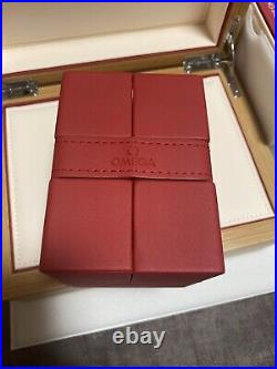 Omega Genuine watch box case Wooden Booklet Card case Pouch Outer box MINT