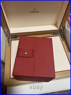 Omega Genuine watch box case Wooden Booklet Card case Pouch Outer box MINT