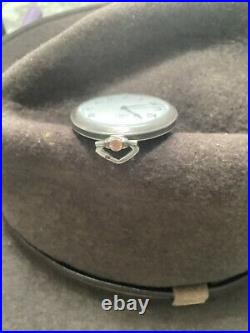 Omega Pochet Watch ART DECO silver case sunburst back. Rare dial