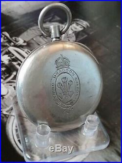 Omega Sterling Silver Pocket Watch Case Third Dragoon Gaurds 1912