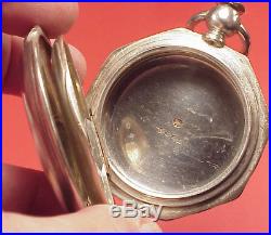Original 1857 EAGLE COIN SILVER 8 SIDES KEYWIND CASE 18 SIZE EMPTY POCKET WATCH