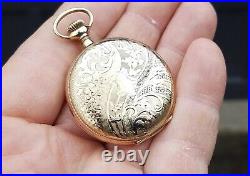 Ornate Ladies Gold Filled Pocket Watch Hunter Case Antique NEEDS REPAIR