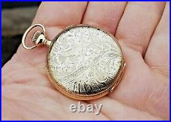 Ornate Ladies Gold Filled Pocket Watch Hunter Case Antique NEEDS REPAIR