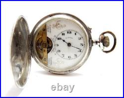 Pocket Watch 8 JOURS Pocket Hunter 8 Giorni 8 Days Case Silver 51mm Working