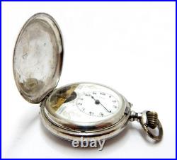 Pocket Watch 8 JOURS Pocket Hunter 8 Giorni 8 Days Case Silver 51mm Working