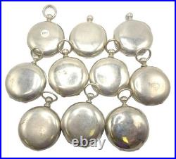 Pocket Watch Cases Lot of 10 Silveroide/Silverine Keywind for 18 Size Movements