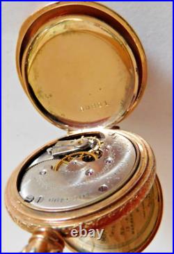 Pocket Watch Elgin 14k Stiffened Case Hunting Case with 1- 0.20ct Diamond