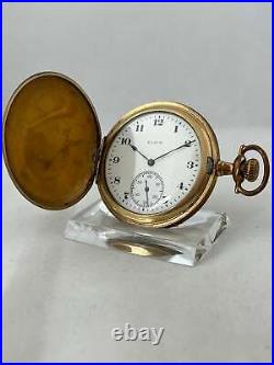 Pocket Watch Elgin Hand Wound Savonette With Decorated Case, Works
