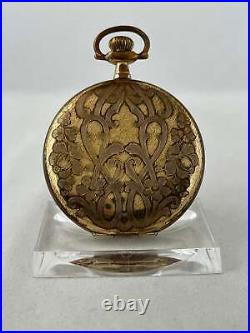 Pocket Watch Elgin Hand Wound Savonette With Decorated Case, Works
