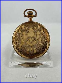 Pocket Watch Elgin Hand Wound Savonette With Decorated Case, Works
