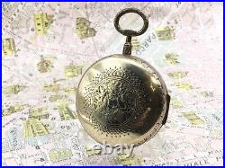 Pocket Watch. Engraved Case with Lady. Era 1800. Metal