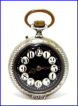 Pocket Watch Hand Winding Dial Porcelain Open Face 53mm Case Steel Working