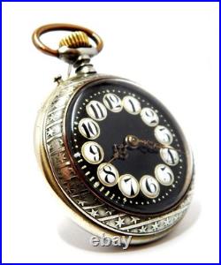 Pocket Watch Hand Winding Dial Porcelain Open Face 53mm Case Steel Working